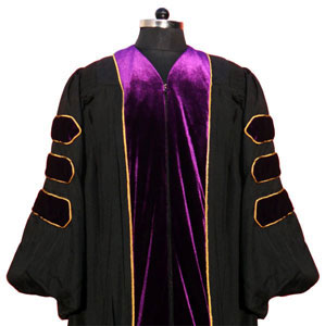 Premium Doctoral Gown with Velvet Sleeves and Front - Matte Finish