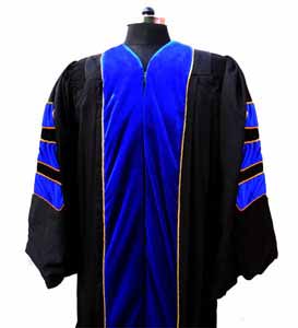 Faculty Deluxe Doctoral Gown with Velvet Sleeves and Front - Matte Finish