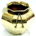 Brass Vase Hammered W/Rope Tie 8" H, 6" D
