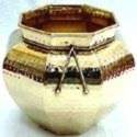 Brass Vase Hammered W/Rope Tie 10" H, 7" D