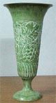 Flower Vase Embossed in Green Finish