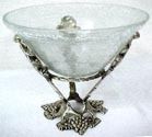 Potpourri Bowl 6.5" H, 8.25" Dia. With Crackled Glass (Grape Design)