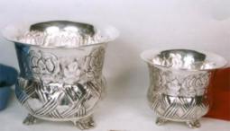 Antique Silver Planter Set/2