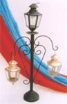 Wrought Iron Lantern Stand w/brass shades( Matt Black) #218