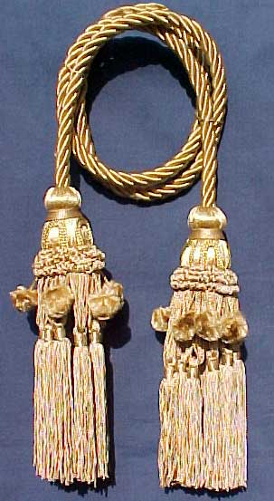 Metallic Gold Chair tie Cord with two Turk Knot Tassels as low as