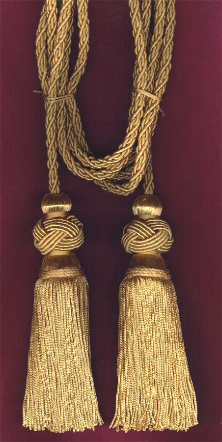 Metallic Gold Chair tie Cord with two Turk Knot Tassels as low as