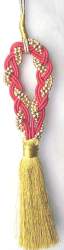 Metallic Red-Gold Braided Beaded tassel 6.5"H