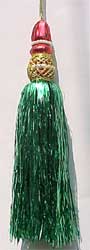 8" Green & Red Tinsel Tassel