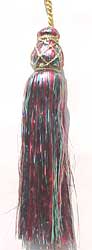 8" Red & Green Tinsel Tassel