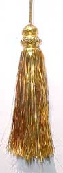 4" Tinsel Tassel W/Gold Beads