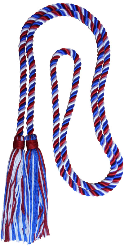 Single Honor Cord in 3 Colors - ROYAL BLUE, WHITE and DARK RED