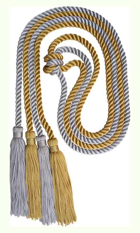 Old Gold/White Honor Cords Honor Cord Source – Honor Cord Source