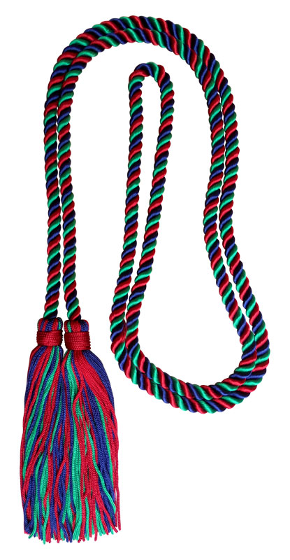 Single Honor Cord in 3 Colors - NAVY BLUE, KELLY GREEN and DARK RED