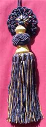 Navy Blue & Gold Turk Knot Tassel 7" H